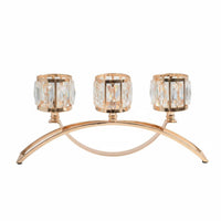 Nordic Design Aesthetic Table Centerpiece Candelabra Elegant Design 3-Cup Crystal Candle Holder Arched Metal Candelabra for Wedding, Living Room