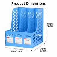 Upright Magazine File Organiser, Blue PP Magazine Holder, Desk Organiser File Organiser for A4 Documents, 320x258x310cm