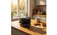 Breakfast Sandwich Maker Electric Burger Maker Compact Egg Cooker with Lid for Students, Commuters, Small Kitchens, Dorm Rooms, Recreational Vehicles
