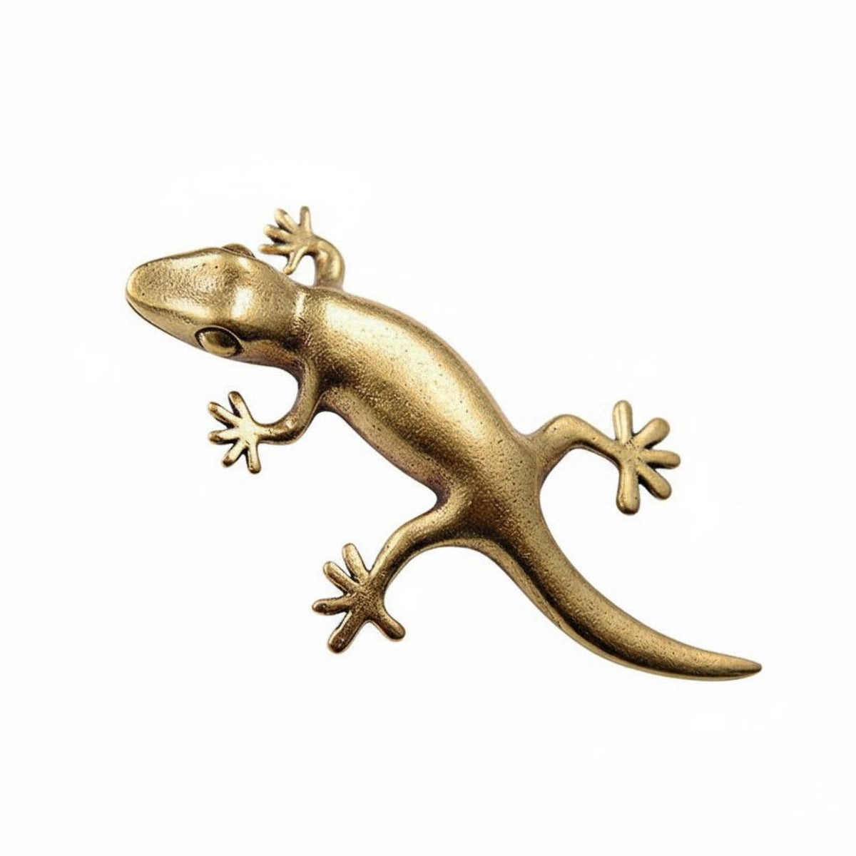 Handmade Brass Gecko Figurine Palm Sized Brass Gecko Statue Artistic Details Vintage Lizard Statue No Power Required for Collectors, Creature Lovers, Desktop, Car Dashboard