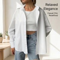 Women Striped Work Shirt with Button Placket for Office Wear, Long Sleeve Casual in Loose Fit, Polyester Business Top