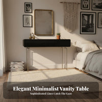 Extendable Design Retractable Dressing Table French design Vanity Desk with Mirror and Storage 2-in-1 Function Bedroom Furniture Adjustable Layout for Small Apartment Dwellers, Women, Teens