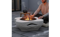 Multi-Purpose Chinese Design Tea Brewing Cooker Heat Insulated and Anti-Scalding Multifunctional Fire Fireplace Table Easy Ignition System Convertible Fire Table with Lid for Indoor, Courtyard, Garden