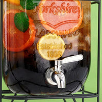 Beverage Dispenser and Drink Dispenser, Hammered Glass Juice Dispenser Water Dispenser with Metal Stand