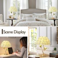 Decorative Rose Table Lamp Warm Light Rose Lamp Floral Gold-Tone for Bedside, Bedroom, Living Room