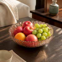 Light Luxury Gold Rim Fruit Bowl for Living Room Coffee Table Snack Candy Display