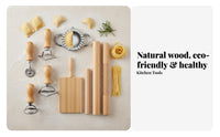 9 Pieces Dumpling and Pasta Tool Tools Natural Wood & Stainless Steel