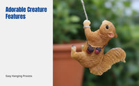 Resin Climbing Squirrel and Monkey Flower Pot Hanging Decoration, Outdoor Garden, Balcony, Courtyard Decor