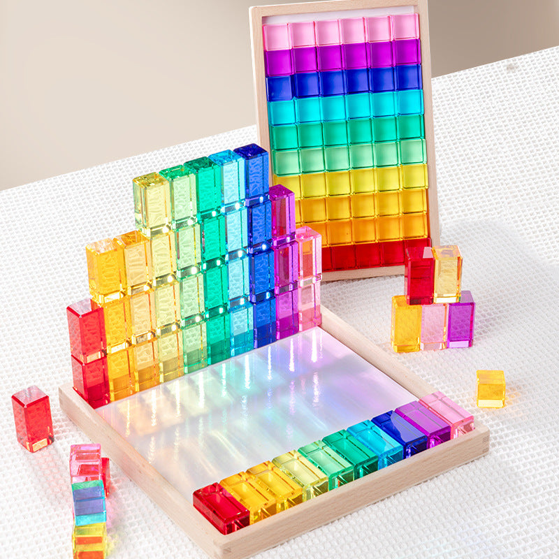Light Shadow Building Blocks Cube - 5cm Translucent Acrylic Educational Toy for Kids