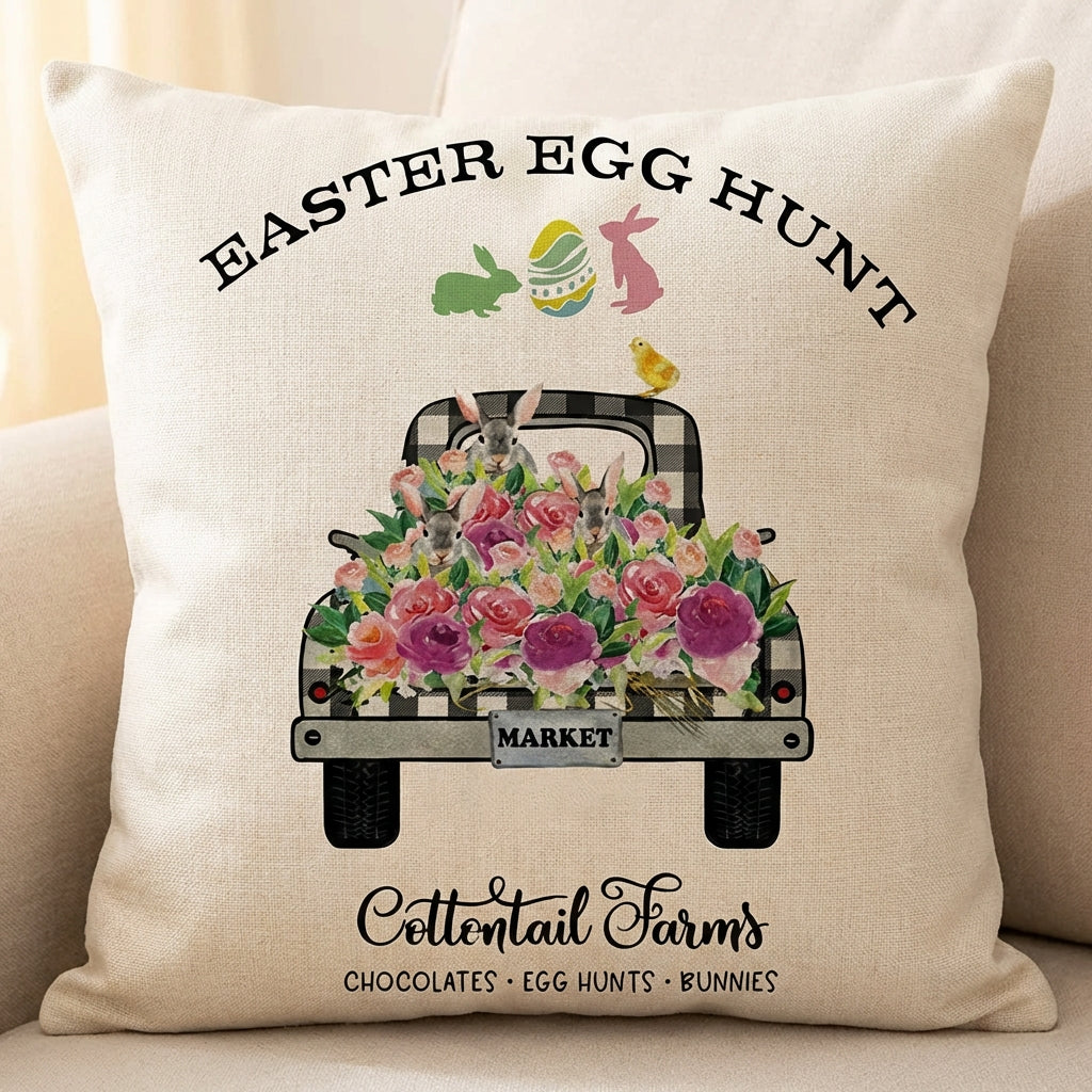 Easter Pillow Cover Holiday Themed Easter Bunny Pillow Cover Festive Atmosphere Linen Pillow Cover for Homeowners, Decorators
