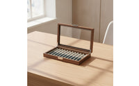Wood-Grain 12-Slot Pen Organizer Walnut Pen Display Case Elegant Luxury for Collectors