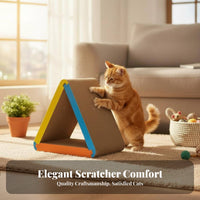 Built-in Toy Triangle Cat Scratcher Sturdy Cardboard Cat Scratcher Protects Furniture Corrugated Cardboard Scratch Pad Satisfies Natural Instincts for Indoor Cats, Kittens