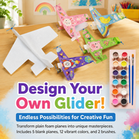 DIY Foam Glider Kit, Chuck Glider Kids Party Bag Fillers, 21cm Toy Airplane Kit for 4-6 Year Olds, Decorate & Fly Craft