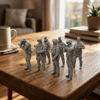 7 Pieces Unpainted Resin Soldiers One-Piece Three-dimensionalPrinted Infantryman Models Detailed Troop Miniatures for Painting, Display