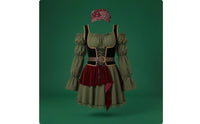 Off-Shoulder Pirate Dress Puff Sleeve Pirate Costume with Corset Belt Lace-up Dress with Belt for Women, Cosplay, Carnival, Theater Performances