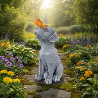 Dog Statue with Solar Light -Look Garden Statue with Solar Lantern Energy-Efficient Dog Figurine