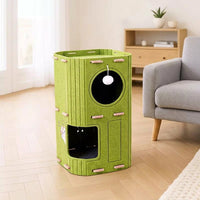 Enclosed Cat House and Climbing Tree Activity Center, Felt Indoor Cat Furniture for Large Cats, E0 Grade Board Multi Kitten Activity Nest
