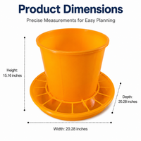 Cylindrical 20kg Chicken Feeder, Weatherproof & Windproof Poultry Feeder for Chicks, Ducks, Hens Red/Yellow