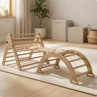 Indoor Pikler Triangle Natural Wood Wooden Climbing Triangle Arched Section Foldable Climbing Frame Polished Surface