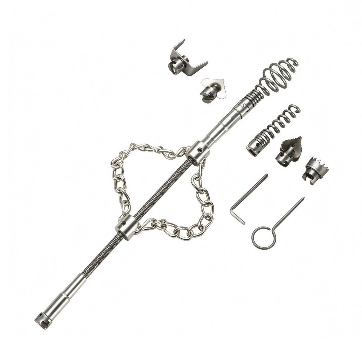 Replaceable Head Drain Tool Interchangeable Heads Chain Drain Cleaner