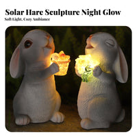 Automatic On/deactivate Solar Rabbit Statue Cute Design Bunny Garden Light Waterproof for Patio, Pathway