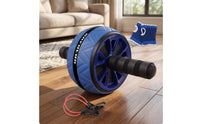 Two-handleHandle Ab Wheel with Knee Pad Non-Slip Abdominal Roller with Resistance Band Stable Ab Roller Wheel Balanced for Beginners, Home Gym, Living Room