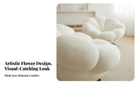 Comfortable Upholstery flower-shapedsupport rotating Chair Modern & fashion Upholstered rotating Armchair Easy to Assemble Lounge Seat Ergonomic Design for Readers, homeowners, Adults, Living Room, perusing alcove, Home Office, Reception Area