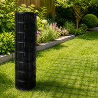 Welded Wire Mesh Dog Fence, Black PVC Coated Wire Mesh Fencing 15m, for Pet Enclosure & Garden Protection
