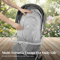 All-Season Use Baby Stroller Seat Cushion Machine Washable Breathable Stroller Mat Thickened Head Support for Infants, Outdoors, Hot Weather