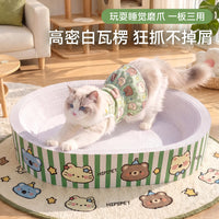 Shenjing Cat Cat Toy Senbai Series White Cat Scratcher Board and Pad, Large Space Cat Scratch Nest for Play and Sleep