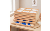 Inlay Cabinet with Drawers Educational Geometric Demonstration Tray Wooden Furniture for Teachers, Homeschool