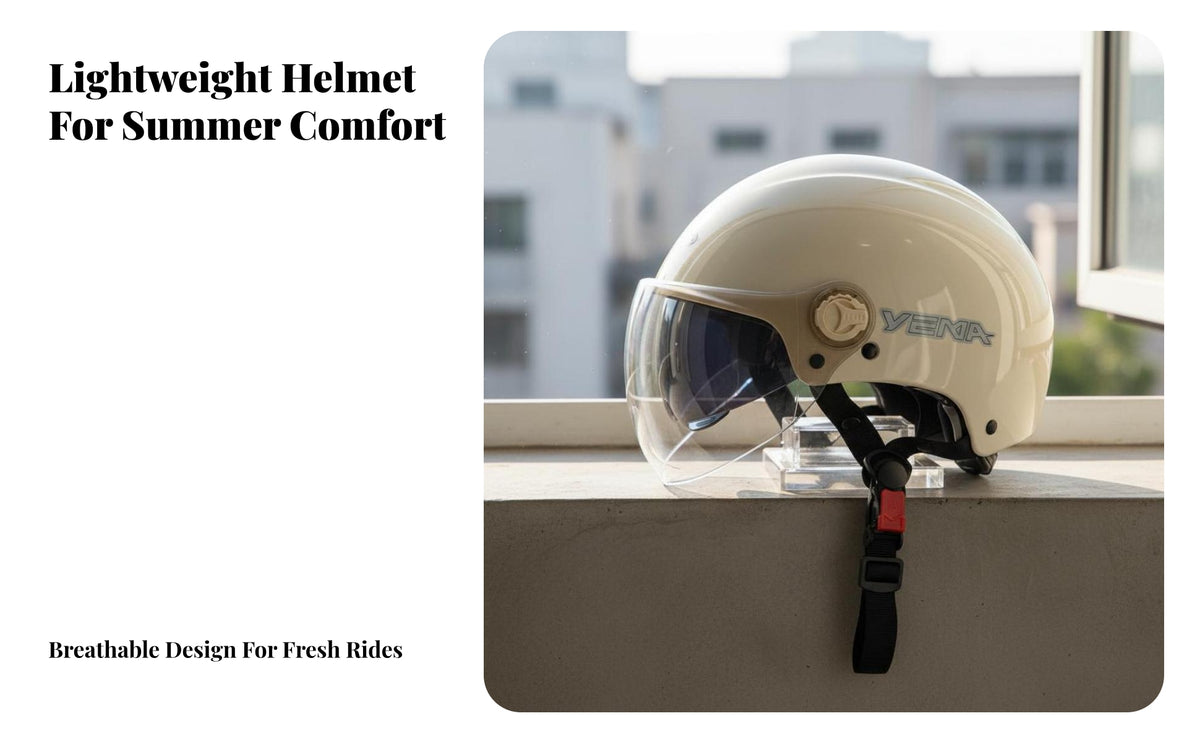 Motorcycle Half Helmet CCC Certified Open Face Helmet Lightweight Guarding Headwear for Motorcyclists, Adults, City Commuting, Daily Travel