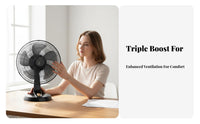 Wide Angle Oscillation Oscillating Desk Fan Safety Grille Tabletop Cooling Fan Multiple Speed Settings Energy Saving for Students, Bedroom, Office, Dorm Room