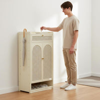 Space Saving Entryway Shoe Cabinet with Doors Large Capacity Multi-Layer Shoe Storage Rack Ventilated Design Home Furniture for Hallway, Balcony