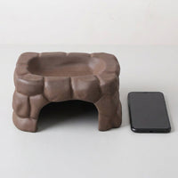 Large Ceramic Turtle Basking Ledge, Multi-Functional Turtle Decor for Hiding and Climbing, Heat-Resistant Porous Stone Cave for Reptiles