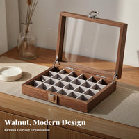 Dustproof Walnut Wood Jewelry Display Dust-Proof Wooden Jewelry Box Soft Velvet Lining for Women, Adults, Bedroom, Dresser, Dressing Room