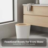 Wood Lid Trash Can Large Capacity Cylindrical Wood Trim Trash Bin Round Minimalist Waste Basket Versatile Small Waste Basket