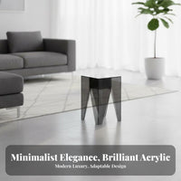 Lightweight and Movable Transparent Accent Table Minimalist Design Transparent Geometric Pedestal Space-Saving Nightstand Easy to Clean for Interior Designers, Young Adults, Living Room, Bedroom, Small Areas, Entryway