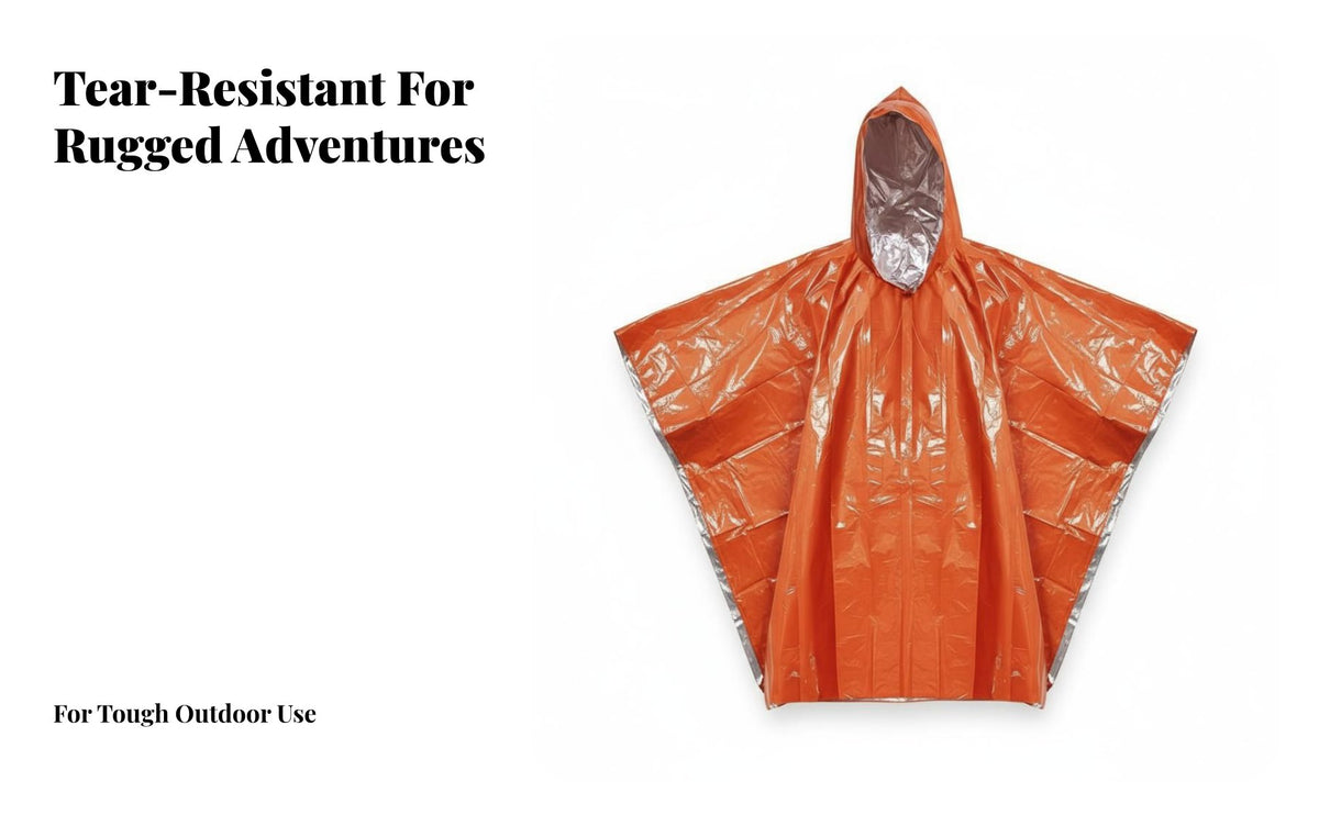 Emergency Thermal Raincoat Waterproof Reflective Survival Poncho Lightweight Aluminized Film Emergency Cloak for Campers, Emergencies, Camping, Hiking