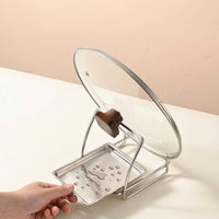 Pot Lid Rack with Drips Tray Removable Pot Lid Holder with Drips Tray Rust-Resistant for Kitchen Counter, Cooktop Side