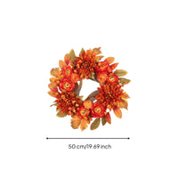 Wreath with Chrysanthemums Autumn Wreath with Maple Leaves Artificial for Thanksgiving