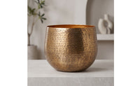 Vase with Hammered Finish Gold Aluminum Vase Textured Vessel for Homeowners, Decorators, Tabletop, Living Room, Entryway