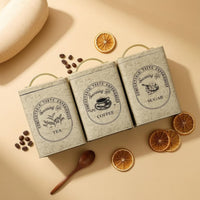 3 Pieces Coffee Can Vintage Style Tea Tin Square Kitchen Storage