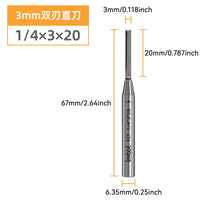 Imbot Woodworking Straight Router Bit Set 2/3 Flute for Grooving and Trimming