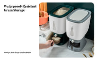 Moisture-Proof 10kg Rice Storage Bin Large Capacity Press-Button Grain Dispenser Airtight Seal