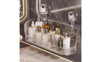 Waterproof Suction Cup Shower Holder Strong Load-Bearing Wall Mounted Bathroom Shelf Large Capacity for Renters, Dorm Room, RV, Kitchen