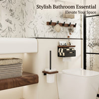 Towel Rack Wall Mounted Walnut Wood, Space Saving Bath Holder for Washroom & Powder Room, Punch Vintage Style, Elegant Light Design for Homeowners