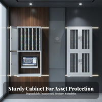 Lockable Security Wall-Mounted Key Cabinet Heavy Duty Construction High-Capacity Lock-and-Keyer Adjustable Shelves Storage Solution Effortless Sliding Panels for Realty Estate Agents, Car Dealership Personnel, Building Supervisors, Workshop