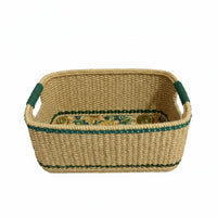 Woven Golden Bloom Tray Multi-Purpose Golden Bloom Print Rectangular Basket