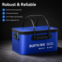 25L Folding Bucket Portable Car Wash Water Bucket with Zippered Lid EVA Round